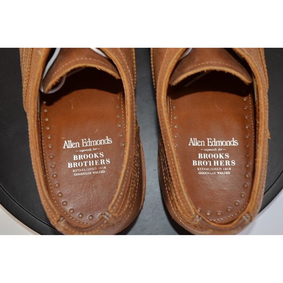 Allen Edmonds X Brooks Brothers Wingtip Brogue Oxfords Brown Leather 10 D Vibram - Picture 5 of 8